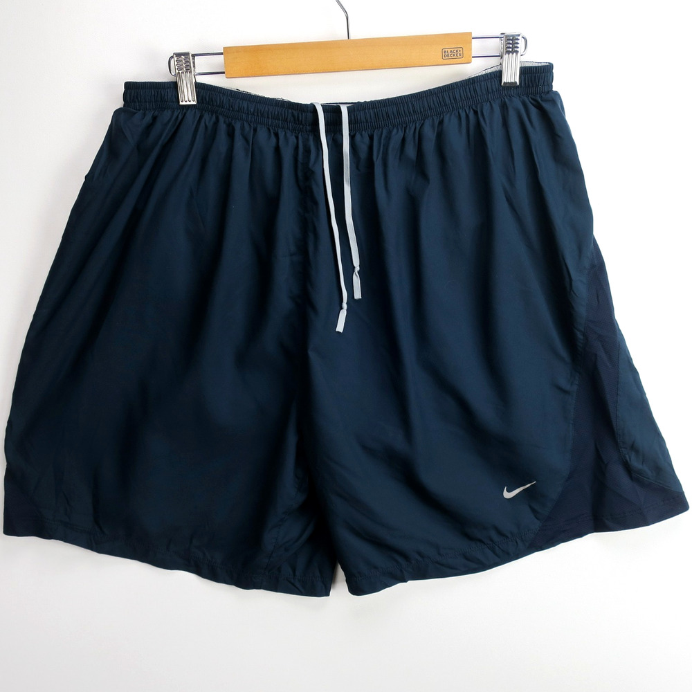 Nike Dri-FIT 2XL Lined Running Shorts 9” Inseam Blue Swoosh Zip Pocket